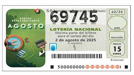 Décimo 69745 del sorteo 62-02/08/2025 Sábado