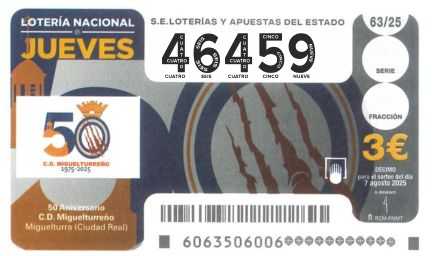 Décimo 46459 del sorteo 63-07/08/2025 Jueves