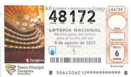 Décimo 48172 del sorteo 64-09/08/2025 Sábado