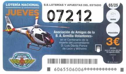 Décimo 07212 del sorteo 65-14/08/2025 Jueves