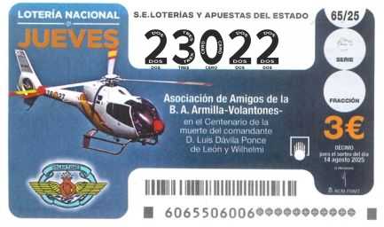 Décimo 23022 del sorteo 65-14/08/2025 Jueves