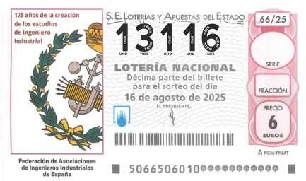 Décimo 13116 del sorteo 66-16/08/2025 Sábado