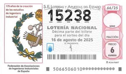 Décimo 15238 del sorteo 66-16/08/2025 Sábado