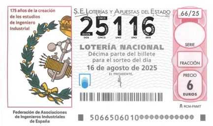 Décimo 25116 del sorteo 66-16/08/2025 Sábado