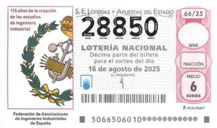 Décimo 28850 del sorteo 66-16/08/2025 Sábado