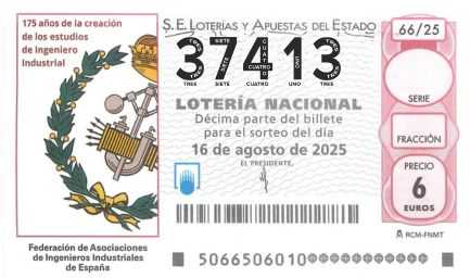 Décimo 37413 del sorteo 66-16/08/2025 Sábado