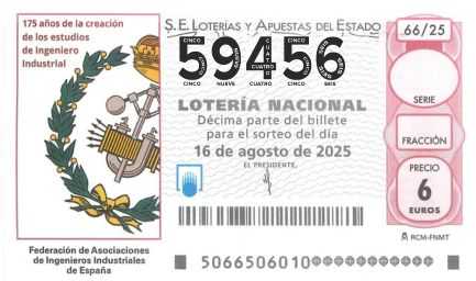 Décimo 59456 del sorteo 66-16/08/2025 Sábado