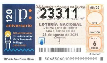Décimo 23311 del sorteo 68-23/08/2025 Sábado