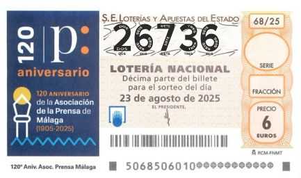Décimo de Lotería con el número 26736