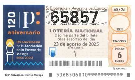 Décimo 65857 del sorteo 68-23/08/2025 Sábado