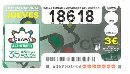 Décimo 18618 del sorteo 69-28/08/2025 Jueves