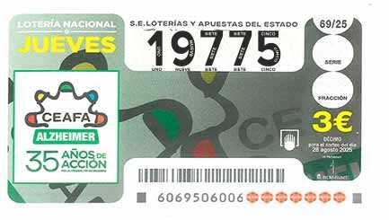 Décimo 19775 del sorteo 69-28/08/2025 Jueves