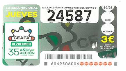 Décimo 24587 del sorteo 69-28/08/2025 Jueves