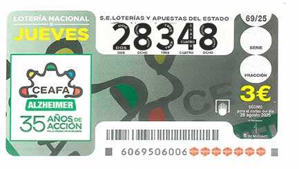 Décimo 28348 del sorteo 69-28/08/2025 Jueves