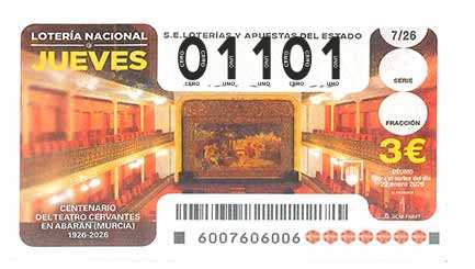 Décimo 01101 del sorteo 7-22/01/2026 Jueves