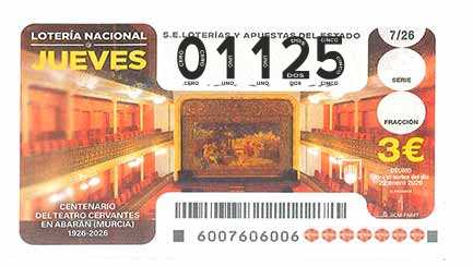 Décimo 01125 del sorteo 7-22/01/2026 Jueves