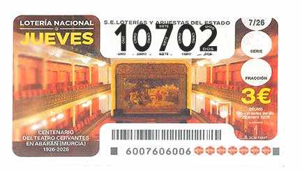Décimo 10702 del sorteo 7-22/01/2026 Jueves