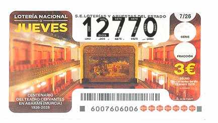 Décimo 12770 del sorteo 7-22/01/2026 Jueves