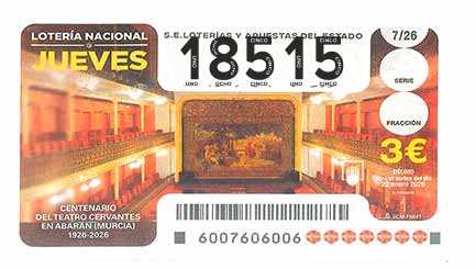 Décimo 18515 del sorteo 7-22/01/2026 Jueves