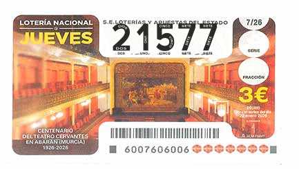 Décimo 21577 del sorteo 7-22/01/2026 Jueves