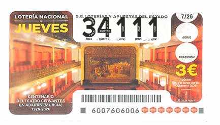 Décimo 34111 del sorteo 7-22/01/2026 Jueves