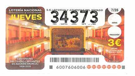 Décimo 34373 del sorteo 7-22/01/2026 Jueves