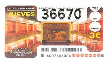 Décimo 36670 del sorteo 7-22/01/2026 Jueves