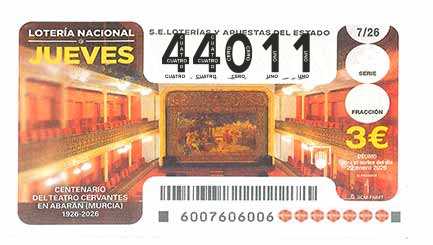 Décimo 44011 del sorteo 7-22/01/2026 Jueves