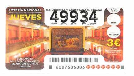 Décimo 49934 del sorteo 7-22/01/2026 Jueves