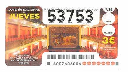 Décimo 53753 del sorteo 7-22/01/2026 Jueves