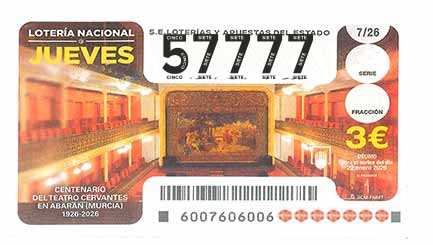 Décimo 57777 del sorteo 7-22/01/2026 Jueves