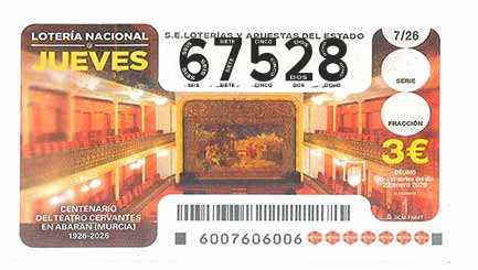 Décimo 67528 del sorteo 7-22/01/2026 Jueves