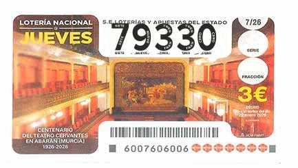 Décimo 79330 del sorteo 7-22/01/2026 Jueves