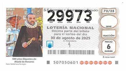 Décimo 29973 del sorteo 70-30/08/2025 Sábado