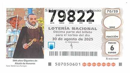 Décimo 79822 del sorteo 70-30/08/2025 Sábado
