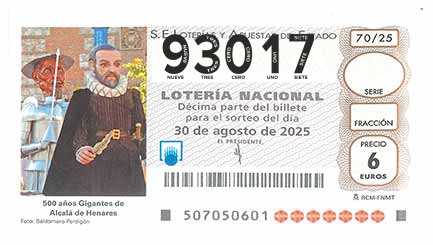 Décimo 93017 del sorteo 70-30/08/2025 Sábado