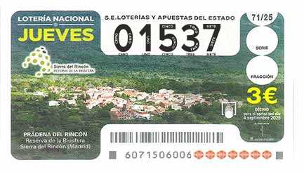 Décimo 01537 del sorteo 71-04/09/2025 Jueves