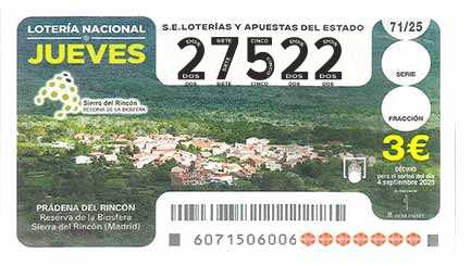 Décimo 27522 del sorteo 71-04/09/2025 Jueves