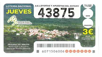 Décimo 43875 del sorteo 71-04/09/2025 Jueves