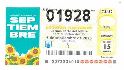 Décimo 01928 del sorteo 72-06/09/2025 Sábado