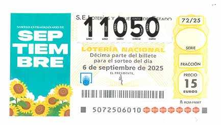Décimo 11050 del sorteo 72-06/09/2025 Sábado