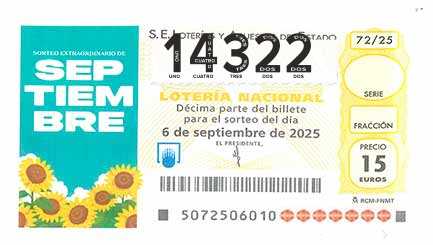 Décimo 14322 del sorteo 72-06/09/2025 Sábado