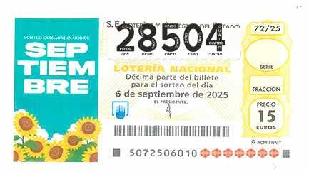 Décimo 28504 del sorteo 72-06/09/2025 Sábado
