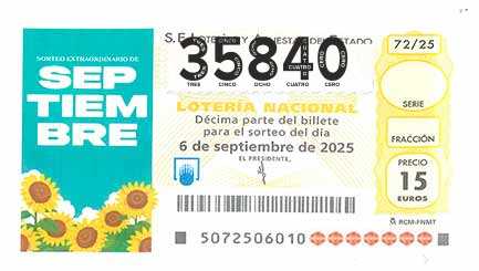 Décimo 35840 del sorteo 72-06/09/2025 Sábado