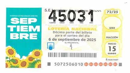 Décimo 45031 del sorteo 72-06/09/2025 Sábado