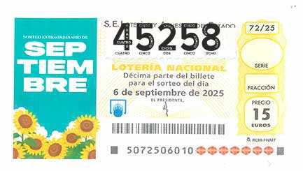 Décimo 45258 del sorteo 72-06/09/2025 Sábado