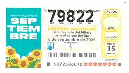 Décimo 79822 del sorteo 72-06/09/2025 Sábado
