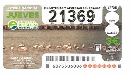 Décimo 21369 del sorteo 73-11/09/2025 Jueves