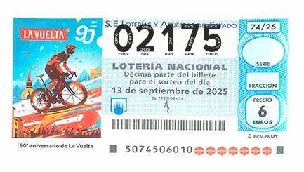 Décimo 02175 del sorteo 74-13/09/2025 Sábado
