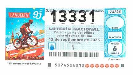 Décimo 13331 del sorteo 74-13/09/2025 Sábado